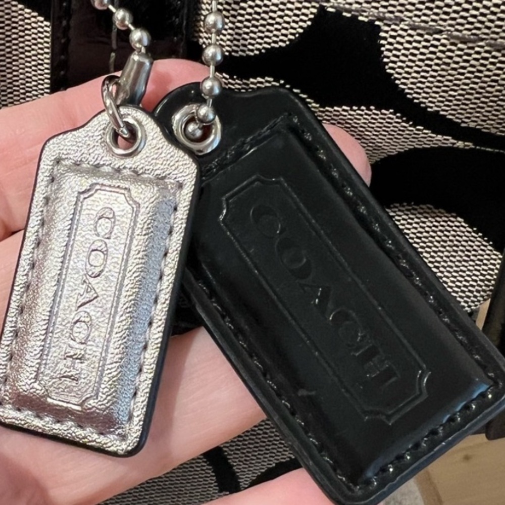 Coach Black and Cream Signature Canvas Tote - Picture 7 of 9